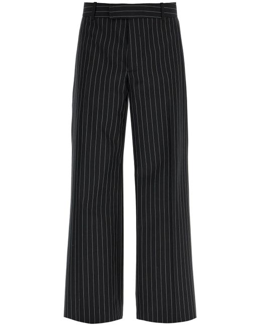 McQueen Black Low-Waisted Pinstripe Trousers for men