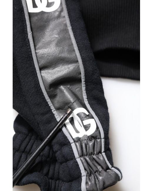 Dolce & Gabbana Black Hooded Sweatshirt With Side Stripes for men