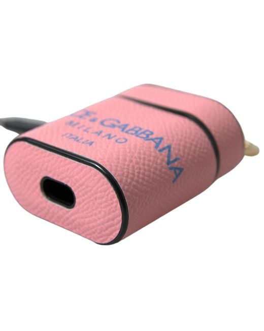 Dolce & Gabbana Pink Chic Calf Leather Airpods Case