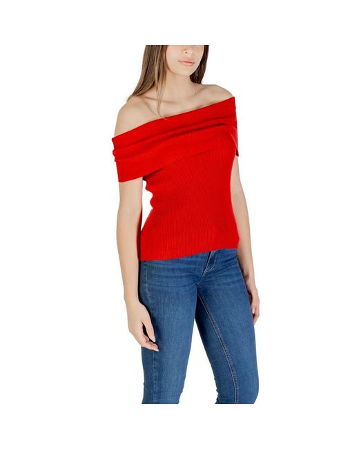 ONLY Red Multicolor Polyester T