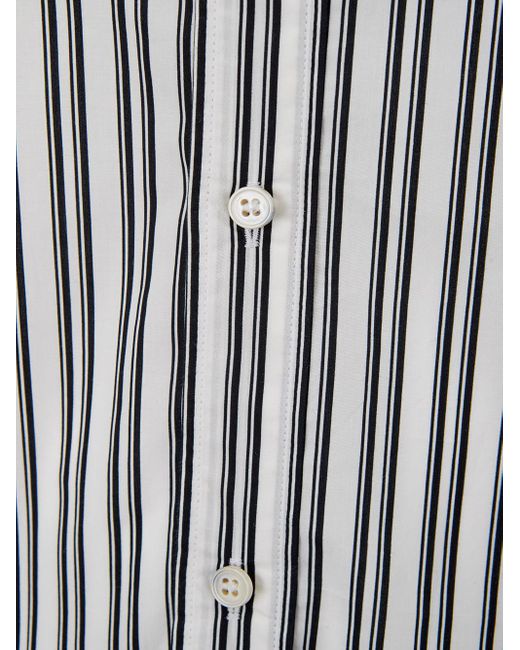 Dolce & Gabbana Gray Black And White Striped Cotton Shirt for men