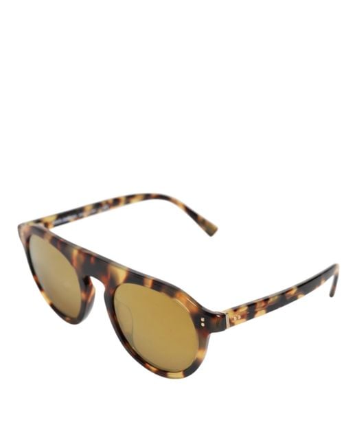 Dolce & Gabbana Brown Acetate Round Leopard Print Eyewear Sunglasses