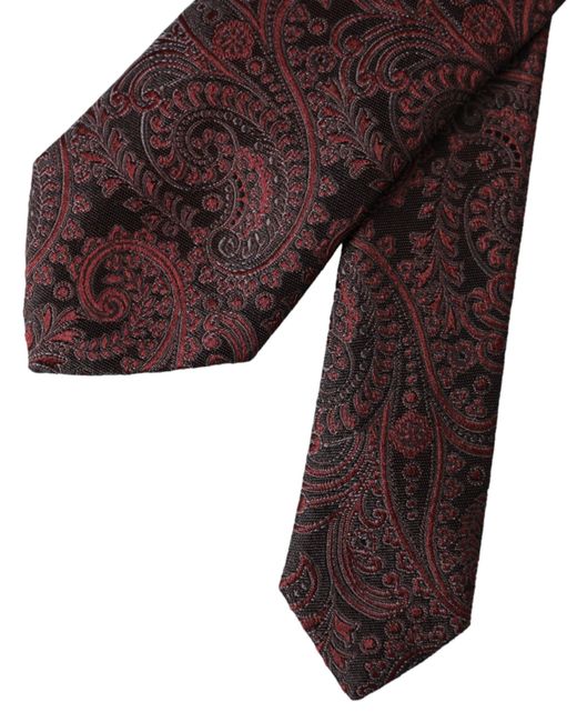 Dolce & Gabbana Red Patterned Silk Adjustable Tie for men