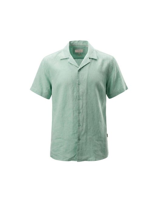 Gianni Lupo Green Linen Shortsleeve Shirt for men