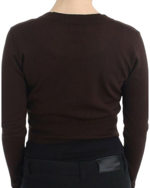 Roberto Cavalli Black Elegant Virgin Woo Cropped Cardigan