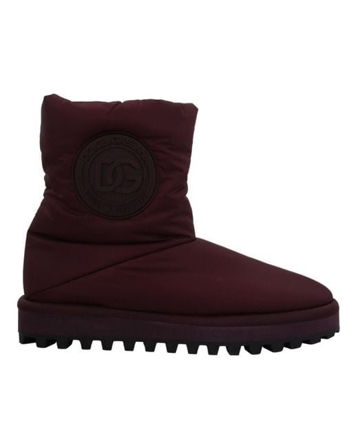 Dolce & Gabbana Brown Elegant Bordeaux Mid Calf Boots for men