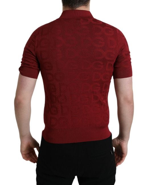 Dolce & Gabbana Red Elegant Silk Polo T-Shirt for men