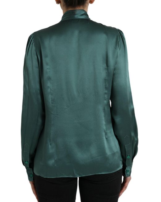 Dolce & Gabbana Green Elegant Dark Silk Blouse Top