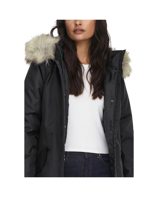 ONLY Black Polyester Parka