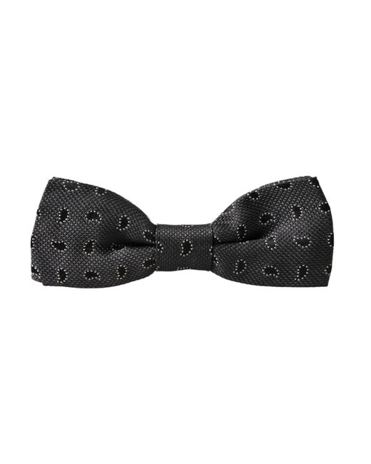 Dolce & Gabbana Brown Silk Patterned Adjustable Neck Bow Tie for men