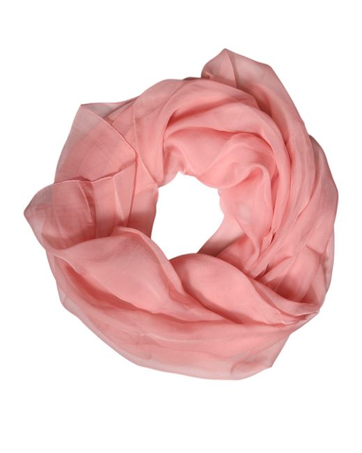 Dolce & Gabbana Pink Silk Rectangle Wrap Shawl Scarf