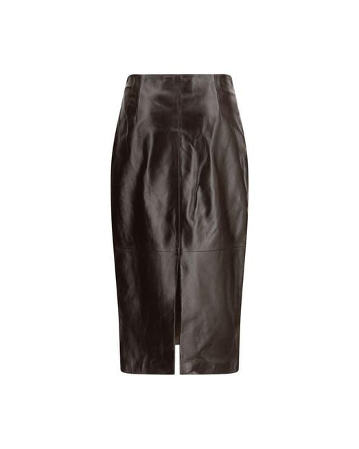 Arma Brown Leather Long Skirt