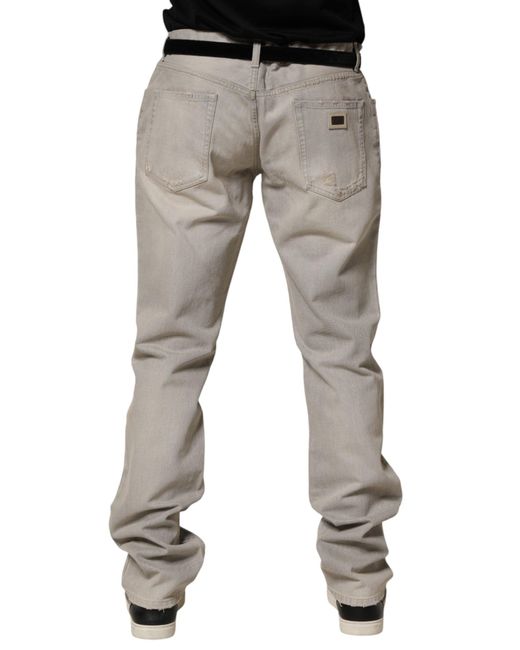Dolce & Gabbana Gray Light Cotton Straight Denim Trouser Jeans for men