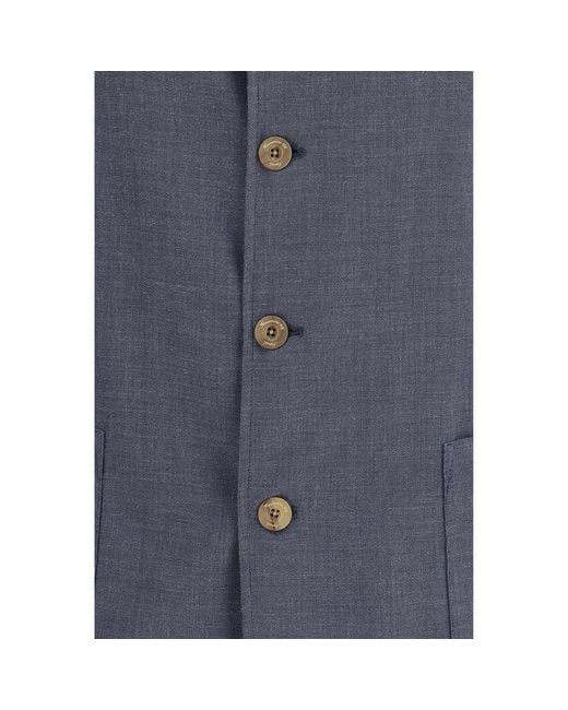 Finamore 1925 Blue Gray Wool Oves Aries Jacket for men