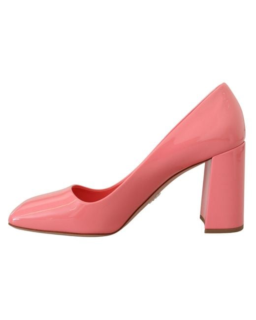 Prada Pink Patent Leather Block Heel Pumps