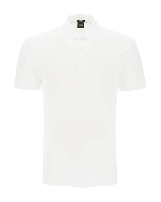 Boss White Regular Fit Jacquard Polo Shirt for men