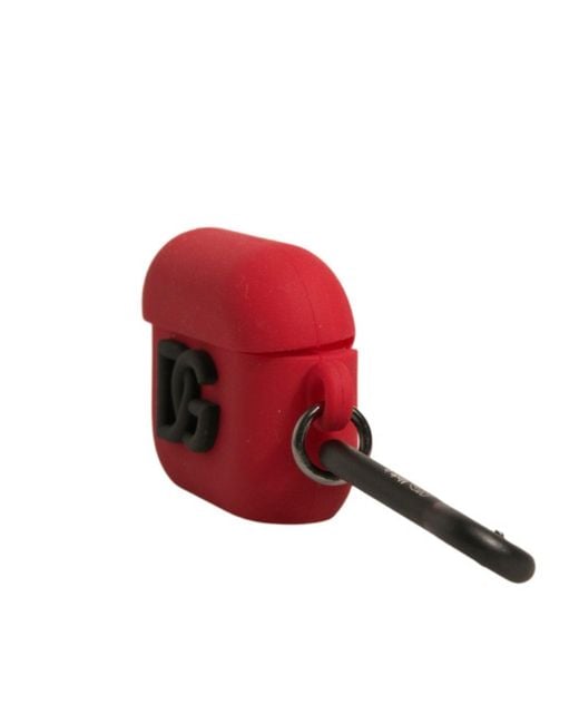 Dolce & Gabbana Red Silicone Rubber Logo Embossed Airpods Case Accessory