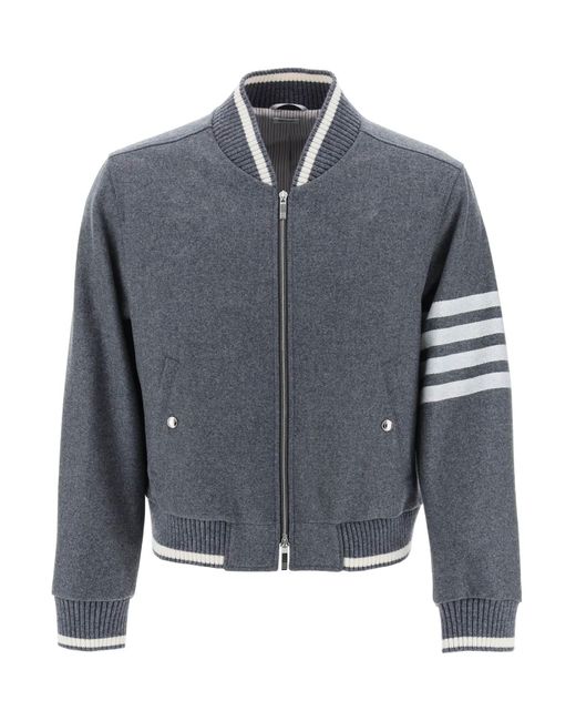 Thom Browne Gray "4-bar Varsity Jacket In Wool Mel for men