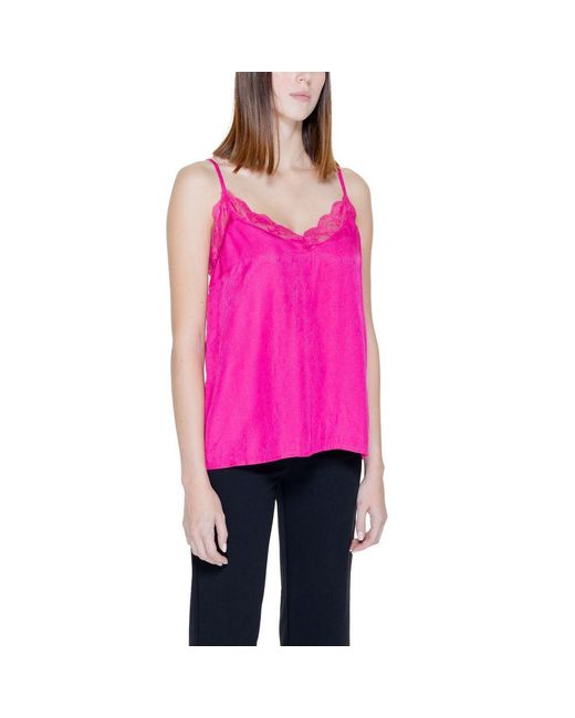 VILA CLOTHES Pink Viscose Tank Tops
