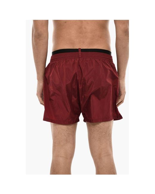 DSquared² Red Swimshorts With Logoed Contrasting Band for men