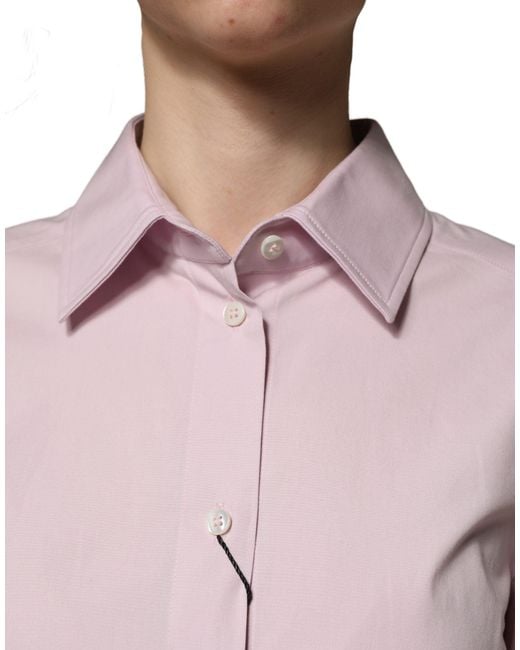 Dolce & Gabbana Pink Cotton Long Sleeves Collared Shirt Top