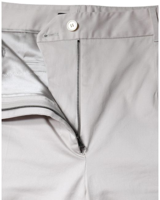 Dolce & Gabbana Gray Cotton Mid Waist Cropped Skinny Pants