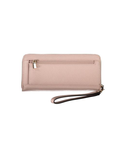 Guess Pink Chic Four-Compartment Wallet With Zip Closure