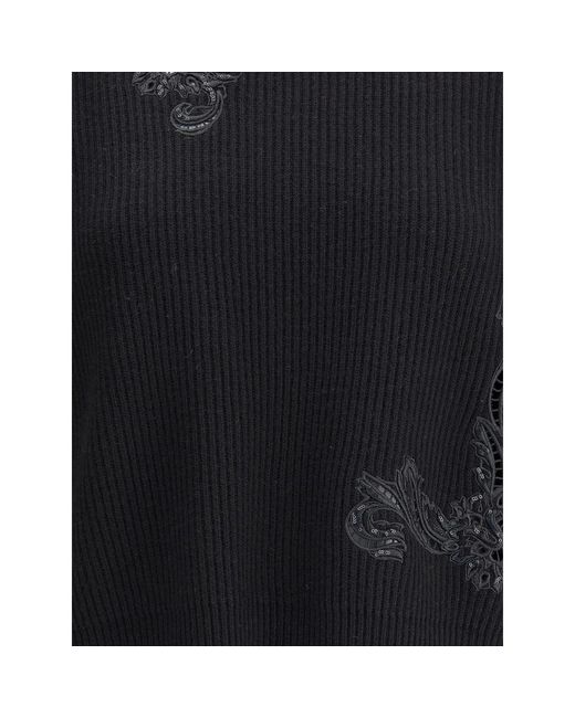 Versace Black Barocco Leaf Embroide Sweater