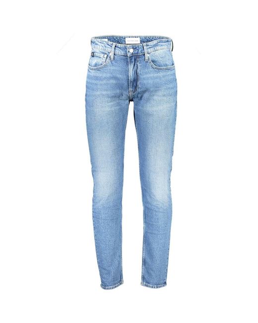 Calvin Klein Blue Sleek Slim Taper Washed Jeans for men