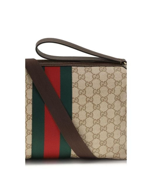 Gucci Gray Beige Cotton Shoulder Bag for men