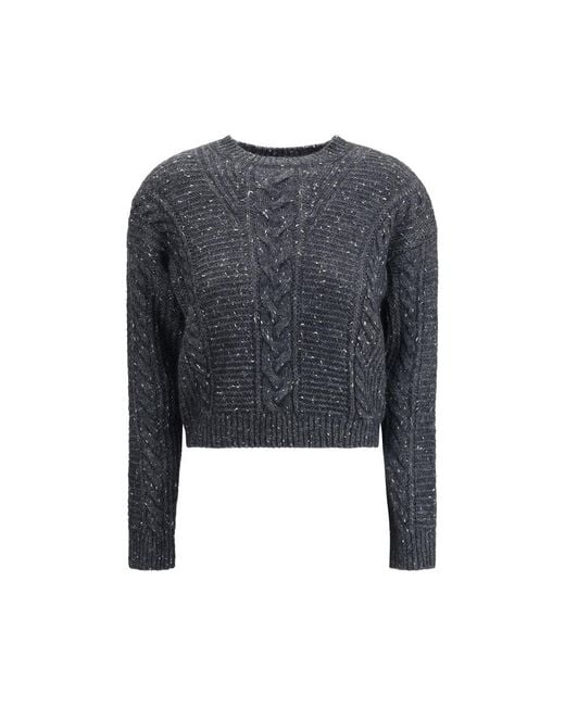 Max Mara Black Cropped Boxy Sweater In Alpaca