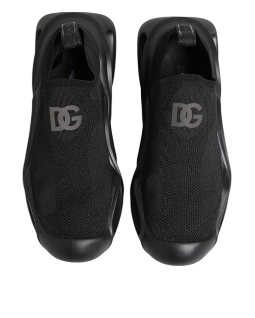 Dolce & Gabbana Black Slip On Wave Low Top Men Sneaker Shoes for men