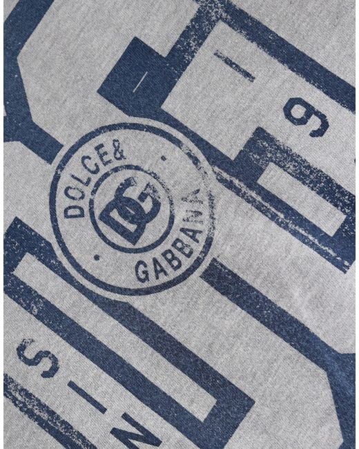 Dolce & Gabbana Gray Crew Neck Tshirt Dg Graphic Tee for men