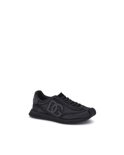 Dolce & Gabbana Blue Black Fabric Athletic Sneakers for men