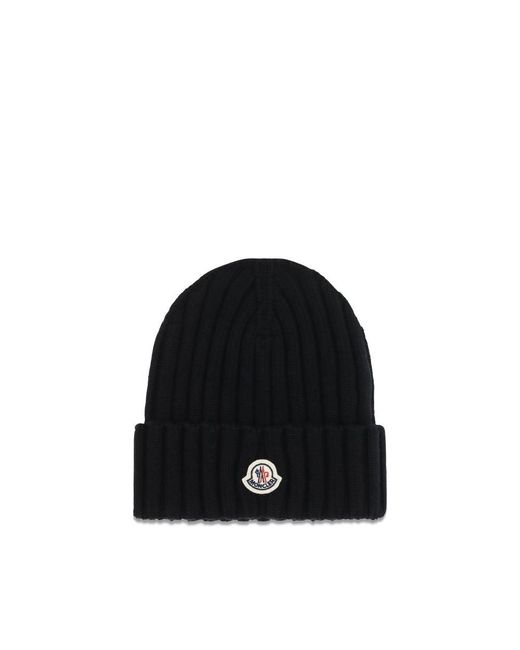 Moncler Black Wool Oves Aries Beanie