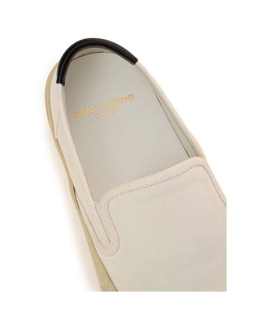 Saint Laurent Natural White Cotton Low Top Sneakers