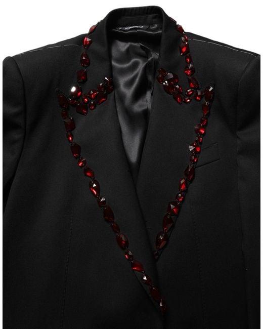 Dolce & Gabbana Black Crystal Embellished Coat Blazer Jacket for men