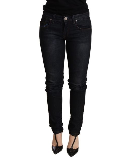 Acht Black Blue Washed Low Waist Skinny Denim Trouser