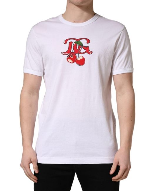 Dolce & Gabbana White Dg Cherries Cotton Crew Neck T for men