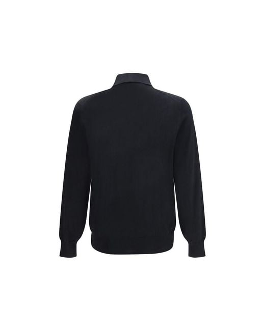 Brunello Cucinelli Blue Black Cotton Polo Shirt for men