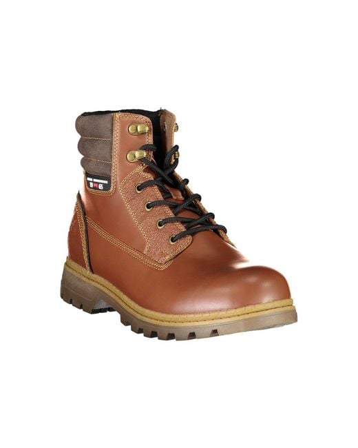 Carrera Brown Elegant Lace-Up Boots With Contrast Details for men