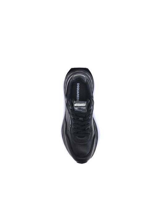 DSquared² Blue Black Calf Leather Bos Taurus Athletic Sneakers for men