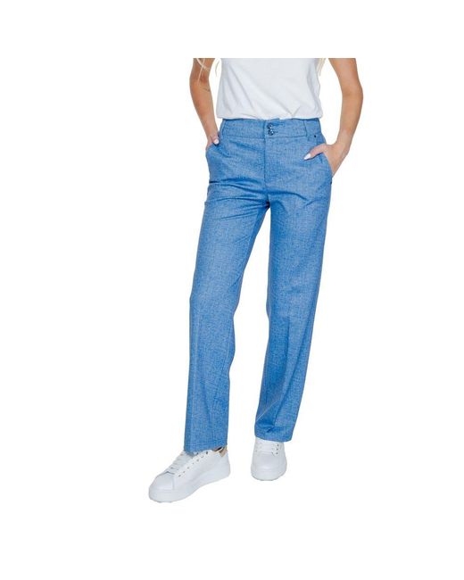 Street One Blue Polyester Casual Pants