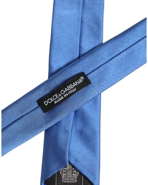 Dolce & Gabbana Men Blue 100% Silk Satin Adjustable Tied Necktie Tie for men