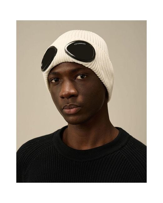 C P Company Natural Black Wool Hats & Cap for men