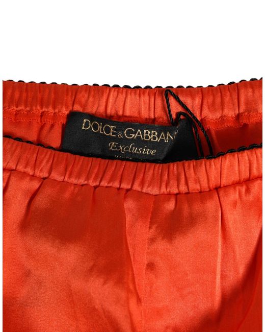 Dolce & Gabbana Red Silk Satin Lace Shorts Underwear