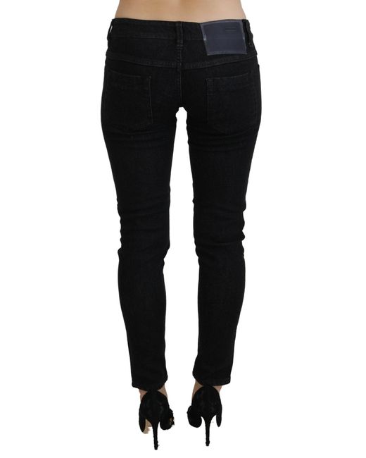 Acht Black Low Waist Slim Fit Cotton Denim Jeans
