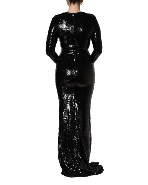 Dolce & Gabbana Black Bodycon Mermaid Sequinned Gown Dress