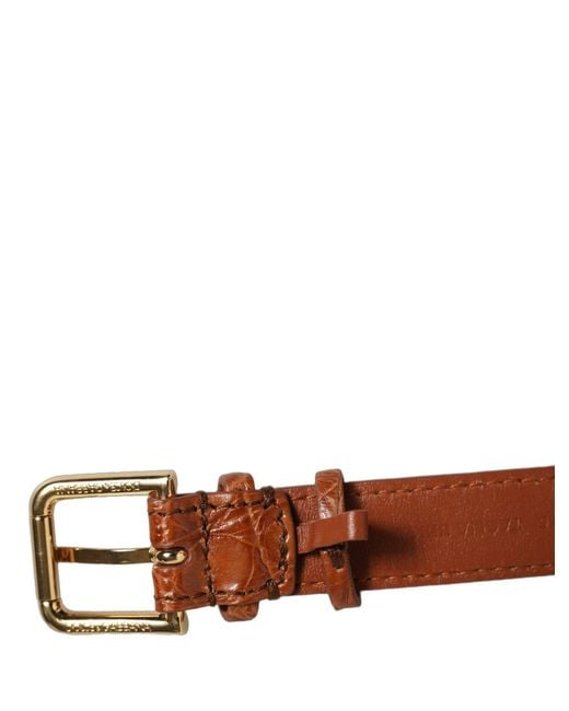 Dolce & Gabbana Metallic Brown Textured Leather Gold Buckle Belt Strap Bracelet