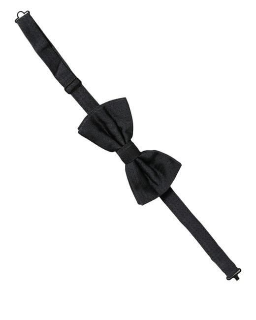 Dolce & Gabbana Black Silk Adjustable Neck Papillon Bow Tie for men